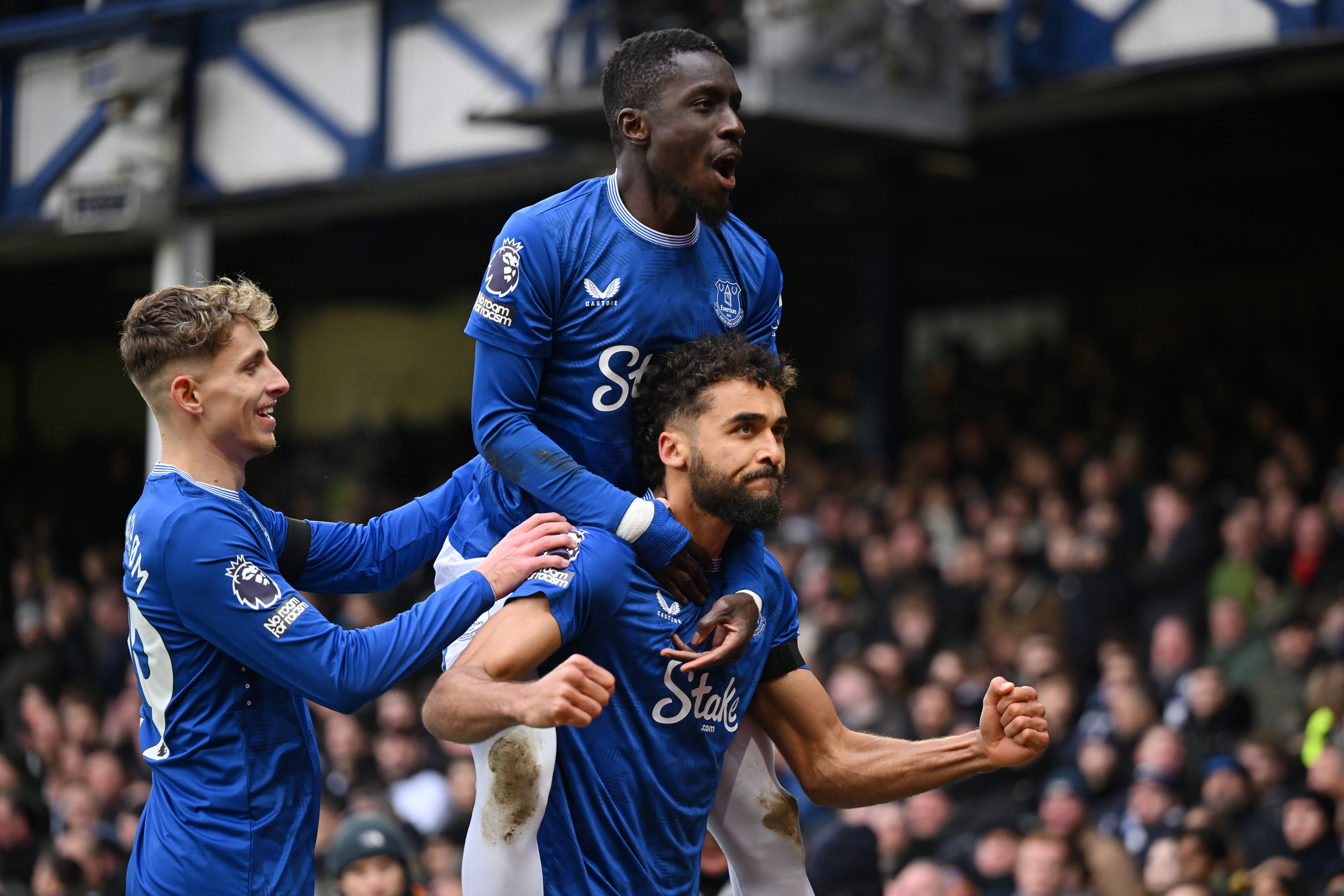 Dominic Calvert-Lewin of Everton celebrates scoring