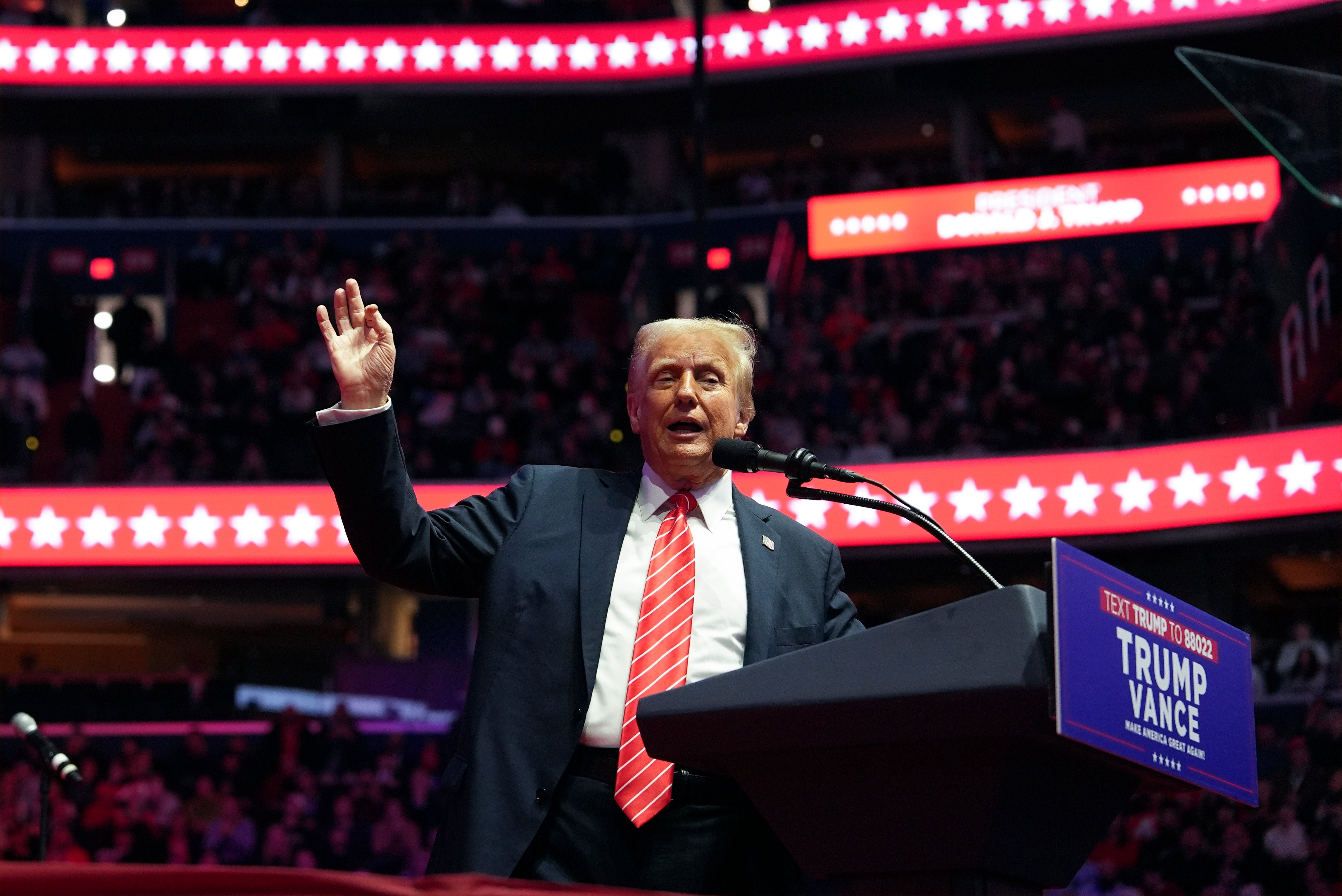 President-elect Donald Trump at a rally in Washington, D.C. the day before his inauguration