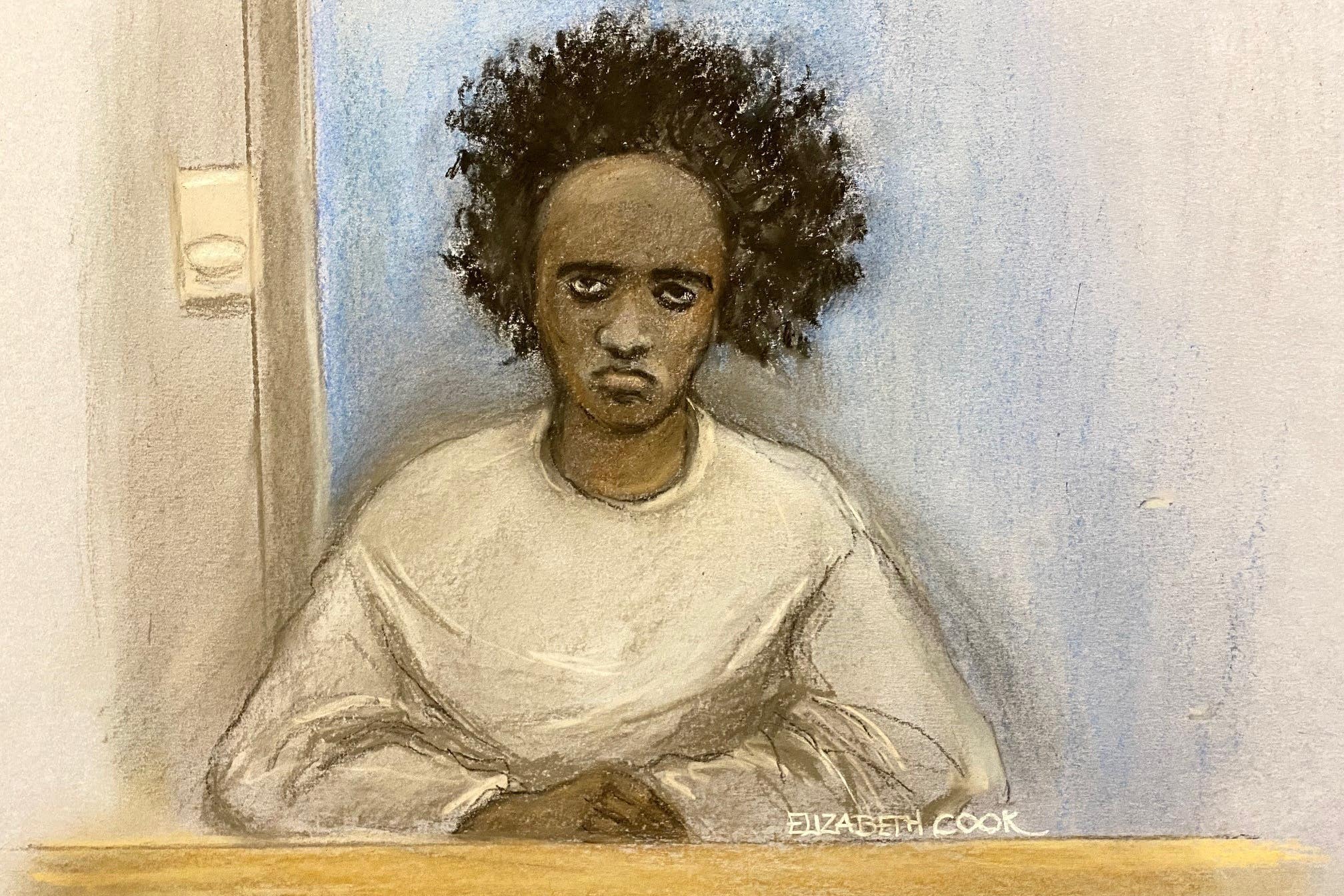 Court artist sketch by Elizabeth Cook of Southport stabbings suspect Axel Rudakubana (Elizabeth Cook/PA)