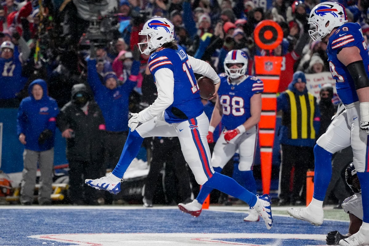 Allen scores 2 TDs, Bills force 3 turnovers to beat Ravens 27-25 and reach AFC title game