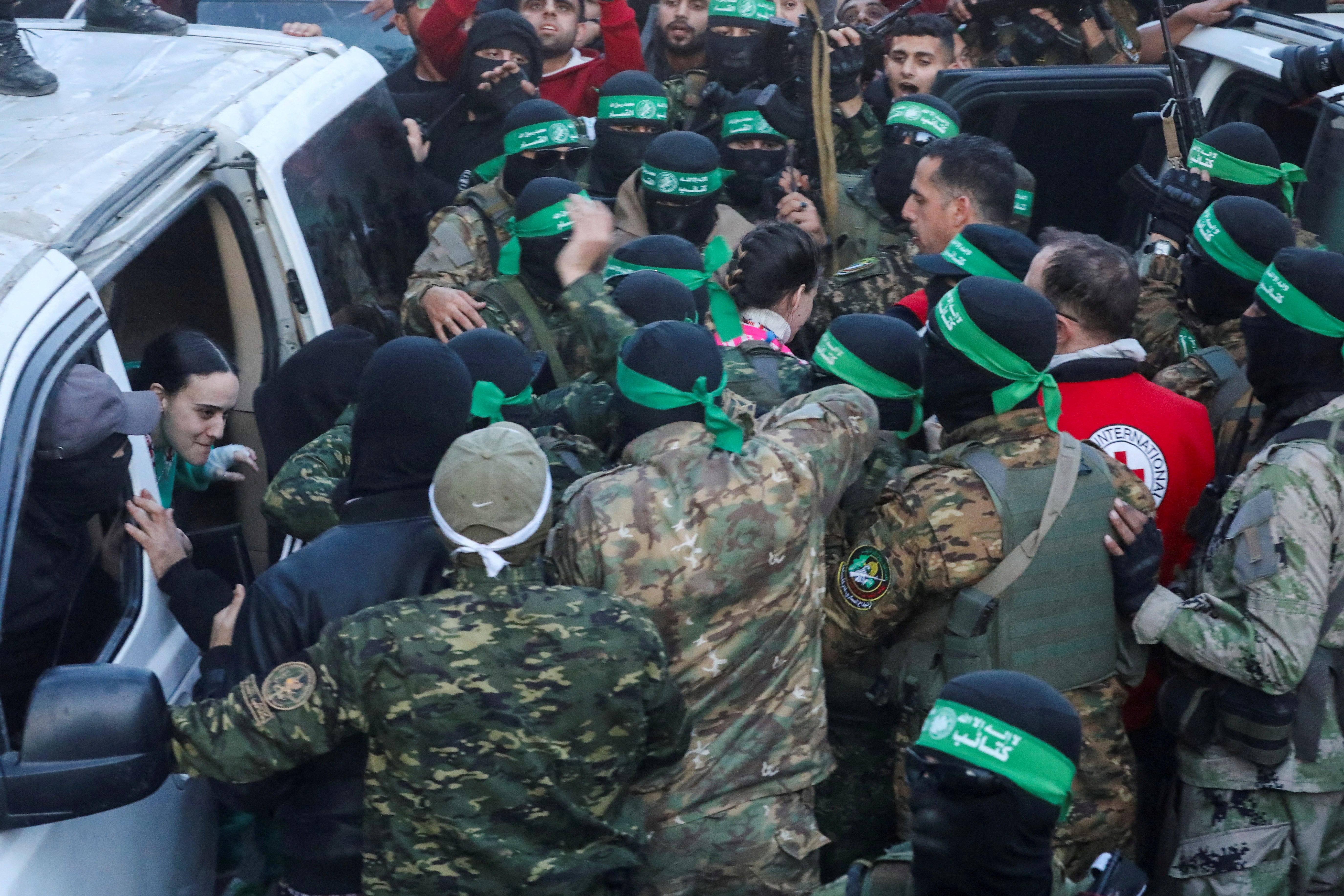 Release of hostages as part of a ceasefire and a hostages-prisoners swap deal between Hamas and Israel