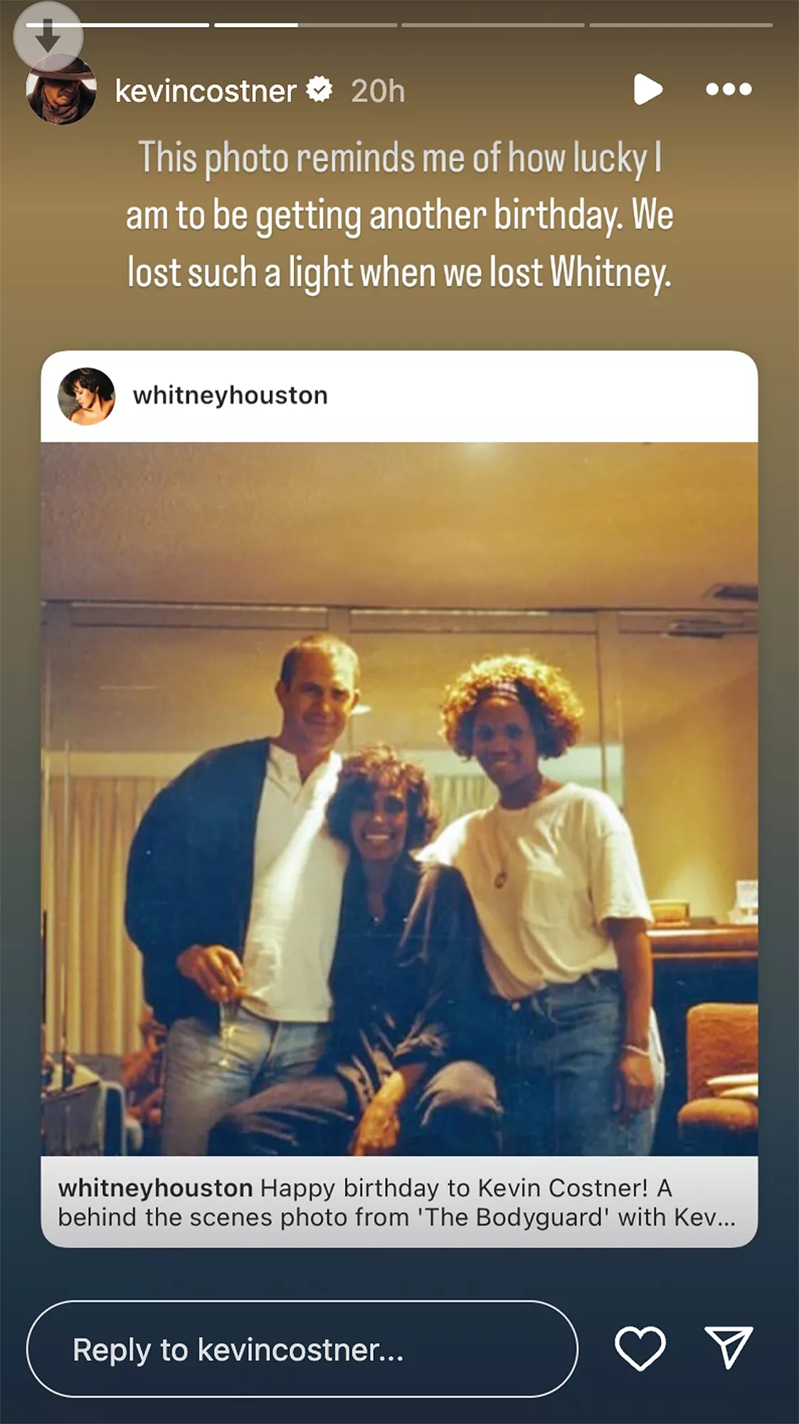 Kevin Costner, Whitney Houston and hairstylist Ellin LaVar while filming ‘The Bodyguard’