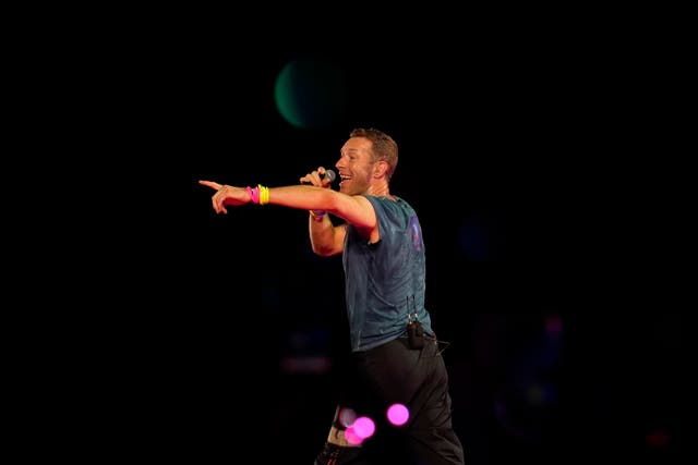 <p>Chris Martin of Coldplay performs during Coldplay's Music Of The Spheres World Tour at D. Y. Patil Sports Stadium in Navi Mumbai</p>