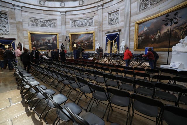 <p>Organizers have had to scramble to rearrange the ceremony inside the Capitol’s Rotunda </p>