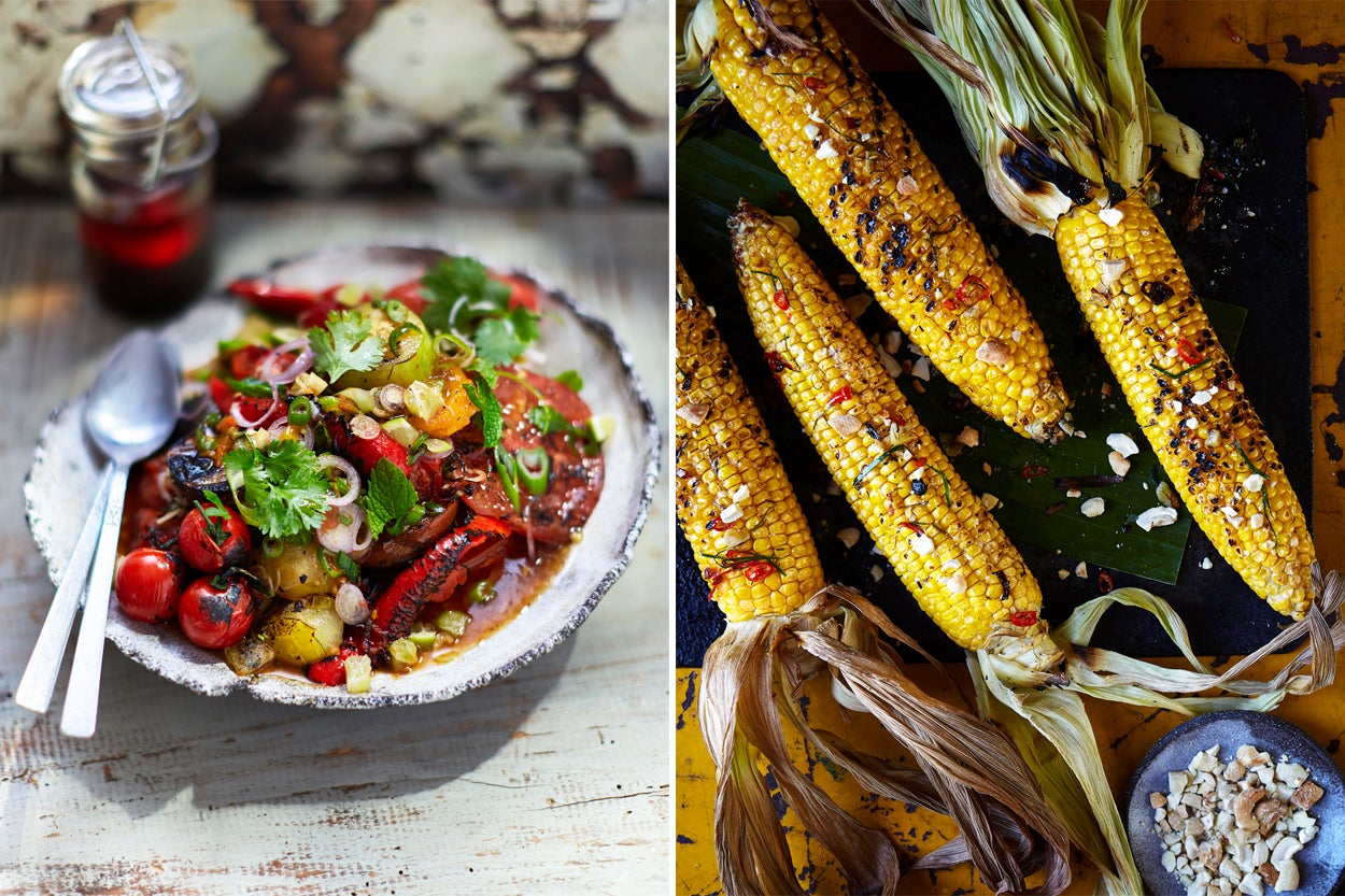 Fire up the grill and forget the stress – these bold, smoky vegan Thai dishes from Sebby Holmes bring Farang-level flavour to your backyard