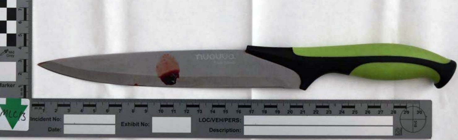 The knife allegedly used to kill Scarlett at her home in Darlington (CPS/PA)