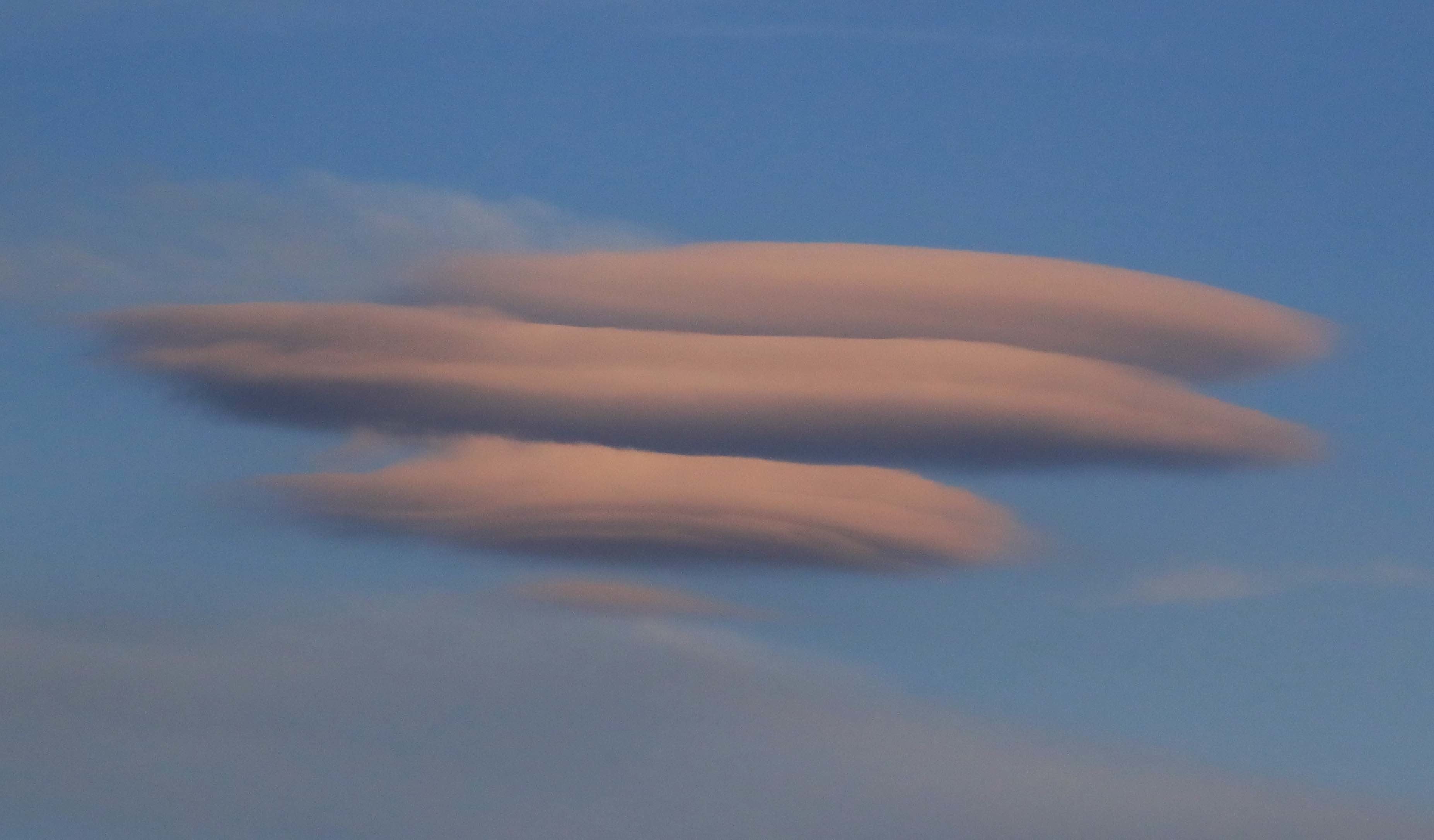 Lenticular clouds form over Whitley Bay in North Tyneside