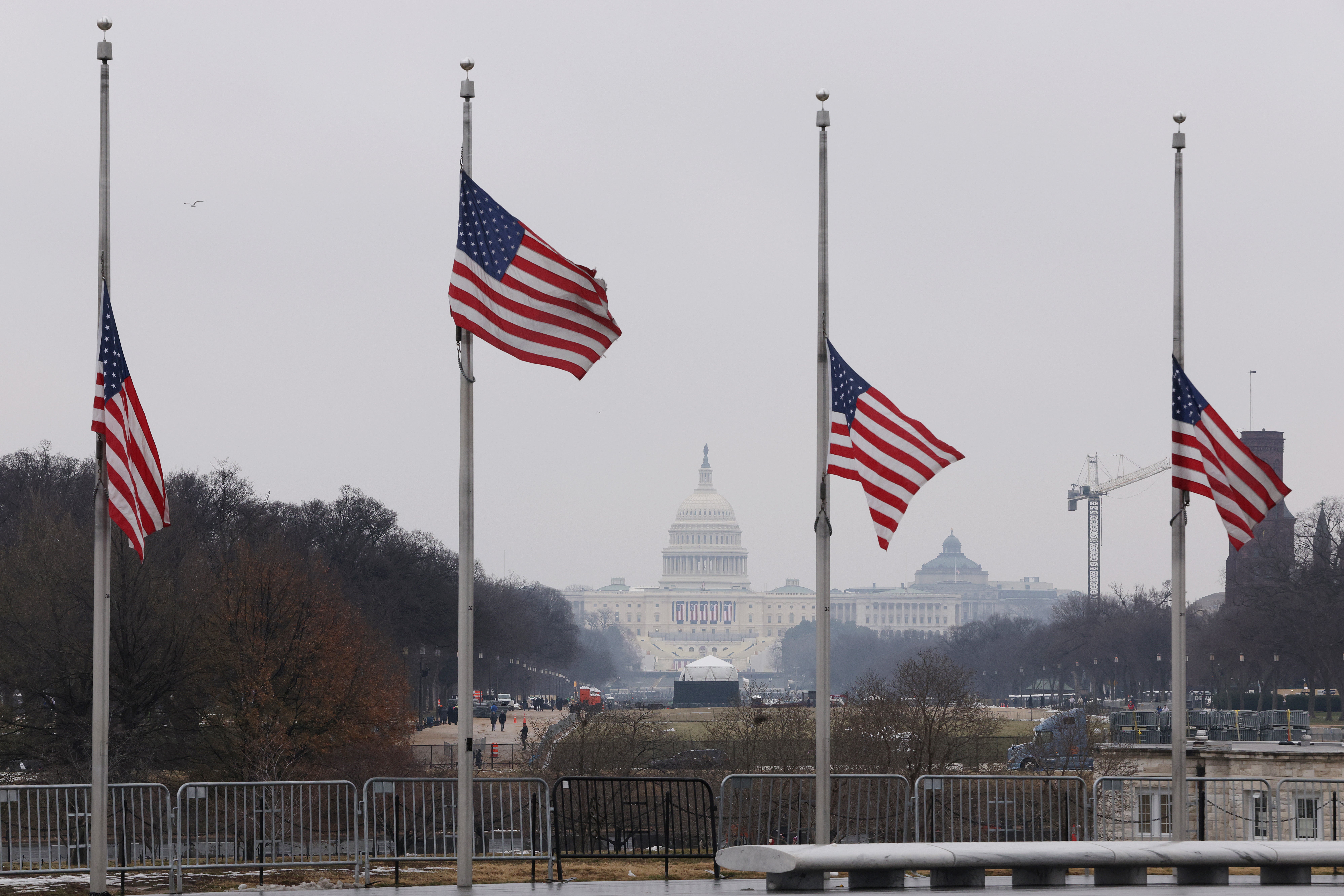 Flags outside of the U.S. Capitol were flown at half-staff on Sunday in honor of the late former president Jimmy Carter