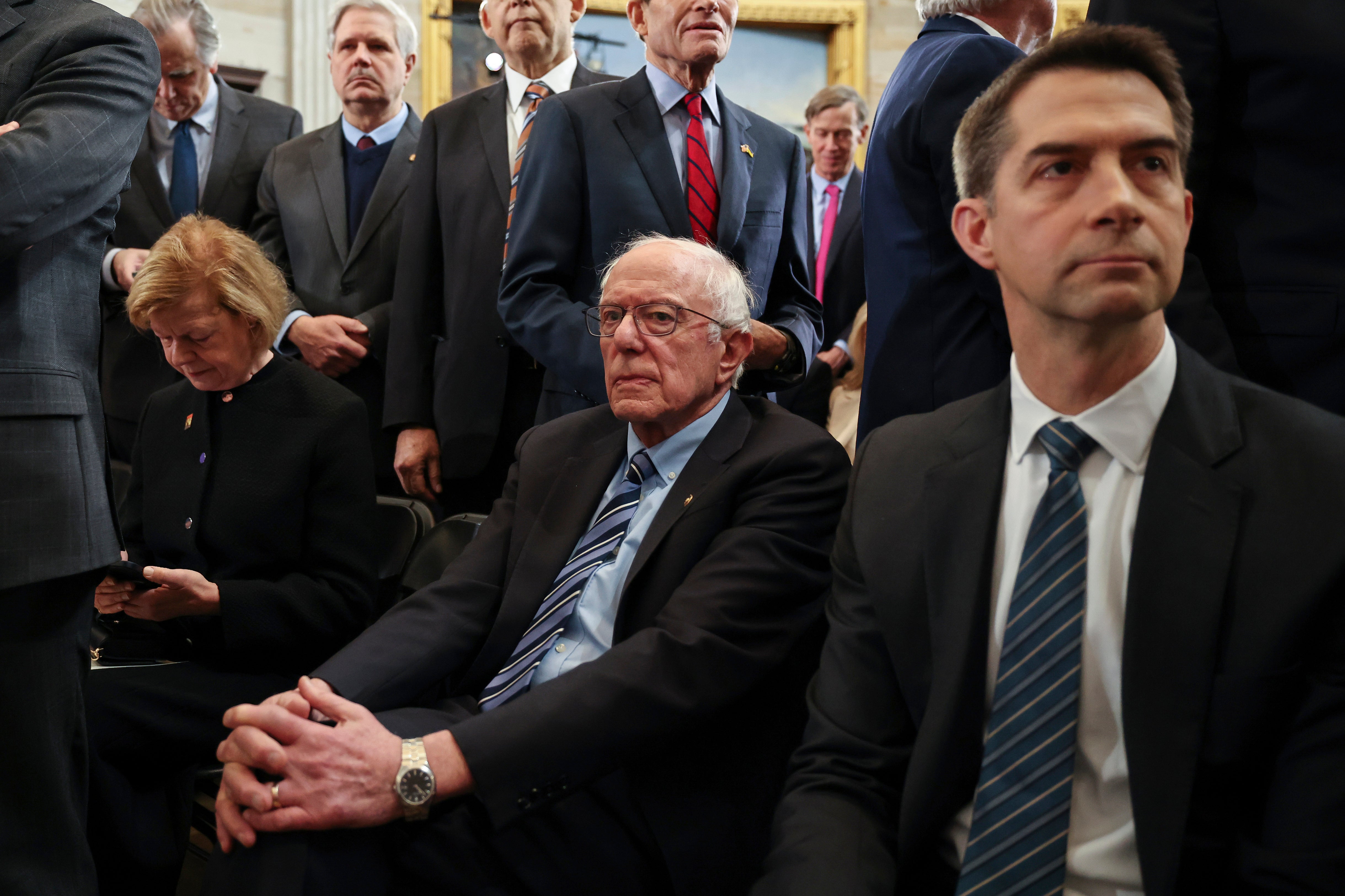 Senator Bernie Sanders attends Donald Trump’s inauguration in the US Capitol on Monday