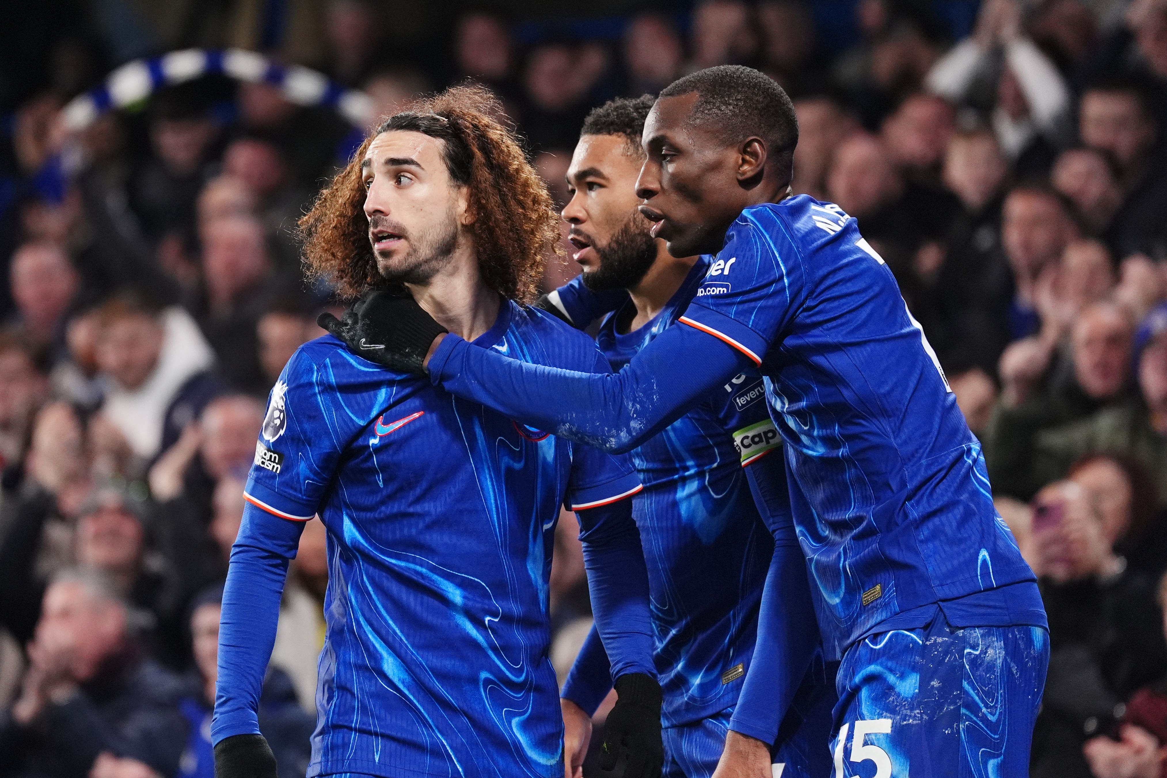 Marc Cucurella festeggia il secondo gol del Chelsea (Zac Goodwin/PA)