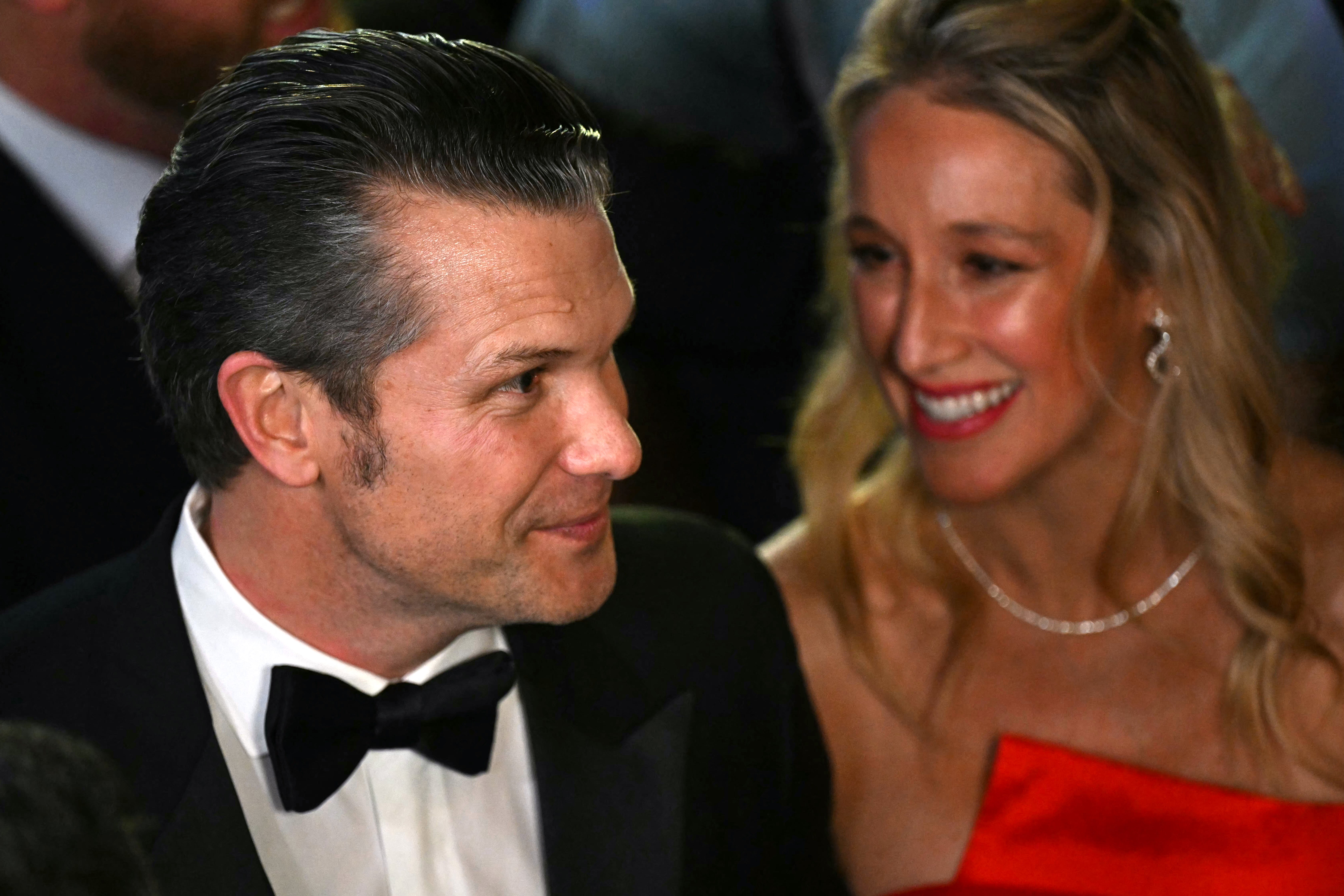 Hegseth and his wife, Jennifer Rauchet, attend the Commander-In-Chief inaugural ball