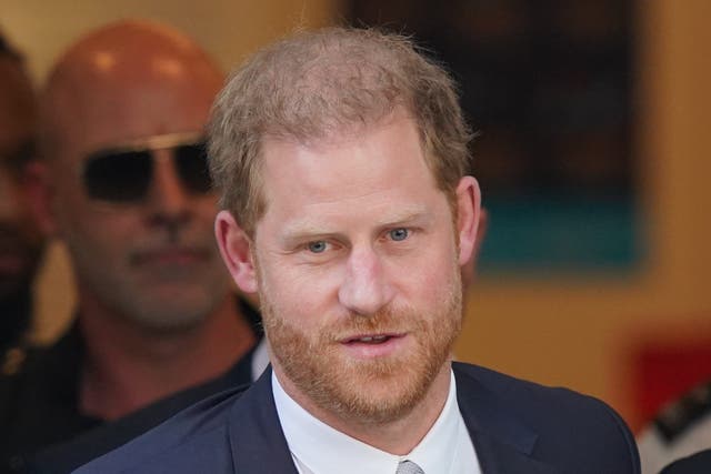 The Duke of Sussex leaving the Rolls Building in London during the trial of his legal claim against Mirror Group Newspapers (Jonathan Brady/PA)