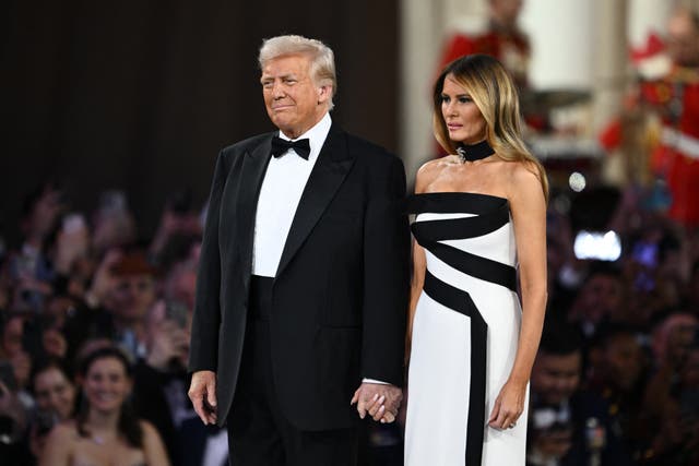 <p>Donald and Melania Trump arrive at the Commander-In-Chief inaugural ball at the Walter E. Washington Convention Center in Washington, D.C. </p>