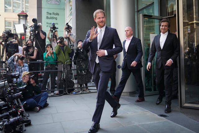 <p>Prince Harry leaves the High Court after giving evidence in London, Wednesday, June 7, 2023</p>