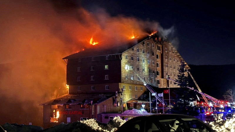 Turkey ski resort fire latest: 66 killed in blaze at 12-storey Grand Kartal Hotel in Bolu