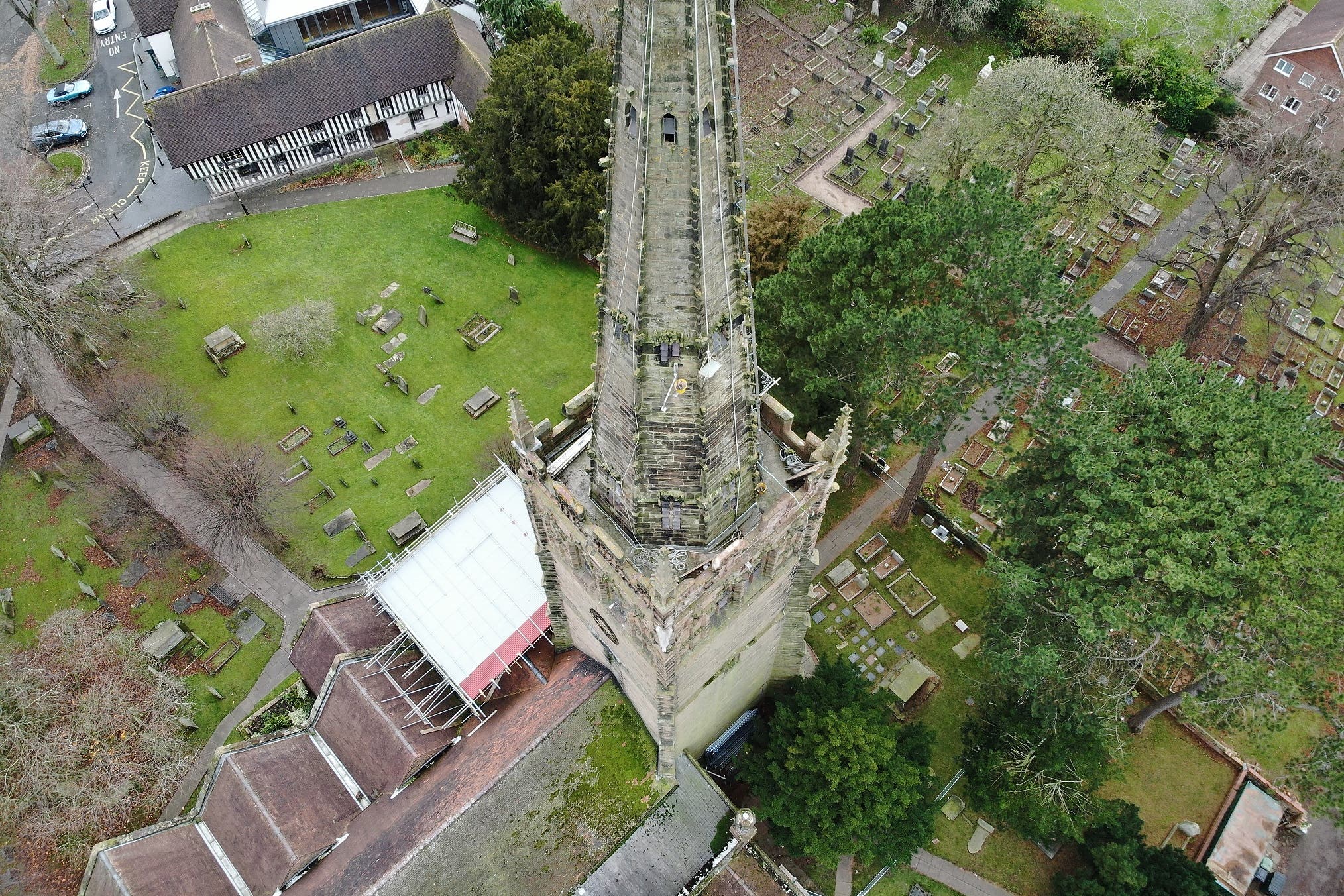 St Nicholas’ Church in Kings Norton, Birmingham, where steeplejack David Clover fell to his death in 2020 (Health and Safety Executive/PA)
