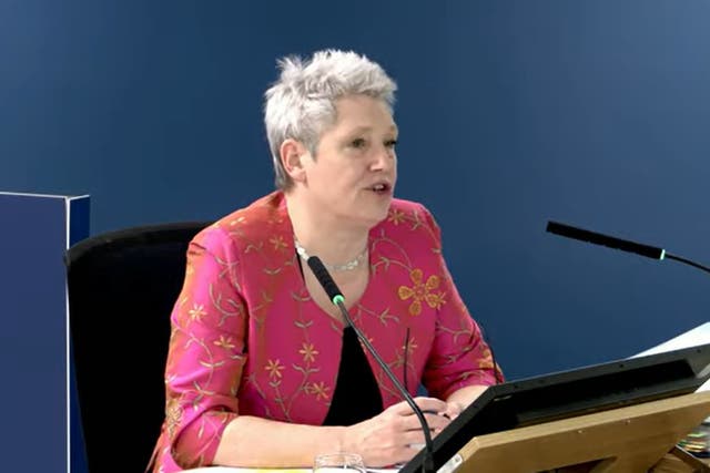 Dame Kate Bingham gave evidence for module 4 of the UK Covid-19 Inquiry at Dorland House in London (Screengrab/PA)