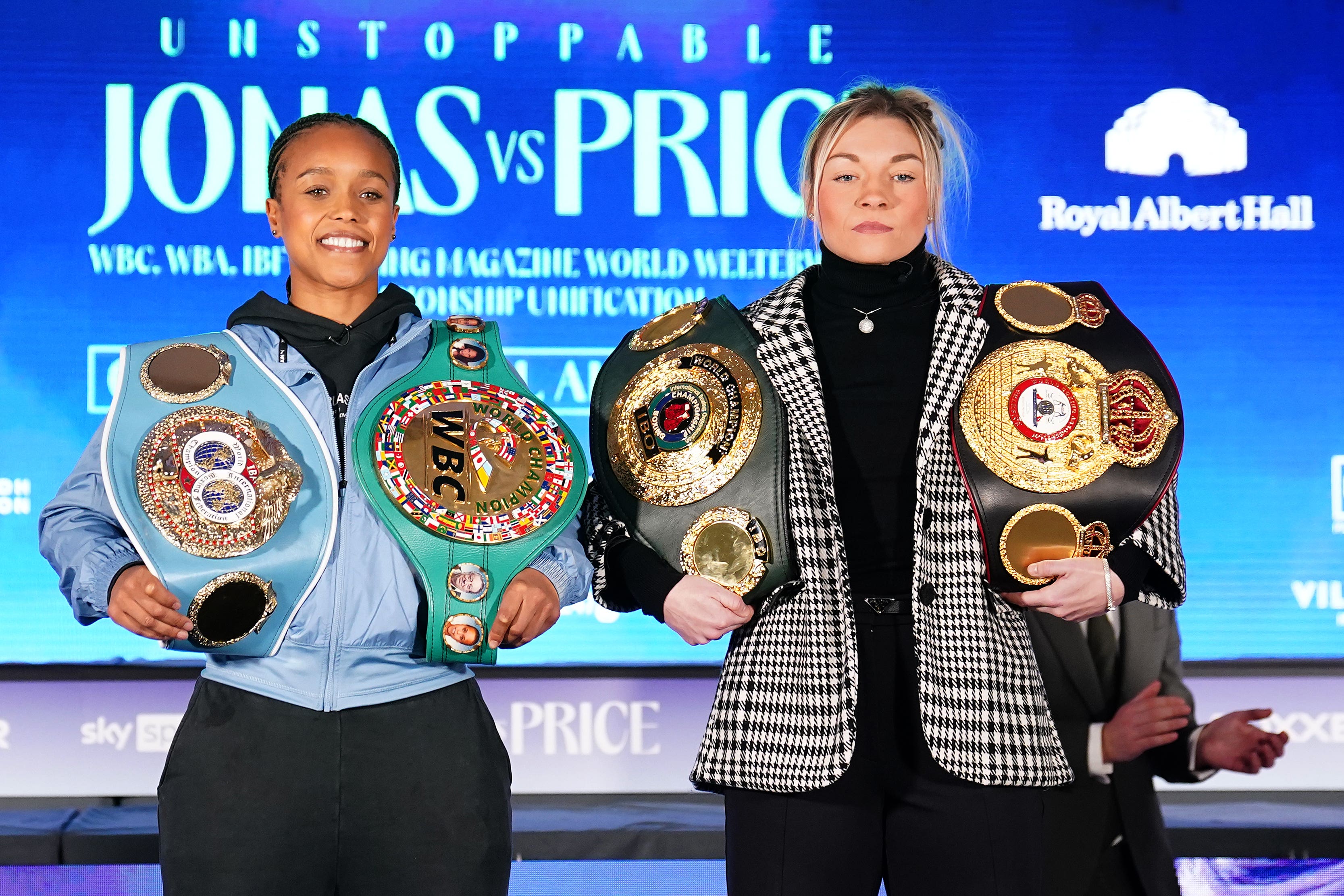 Natasha Jonas (left) and Lauren Price at a launch press conference for their title fight