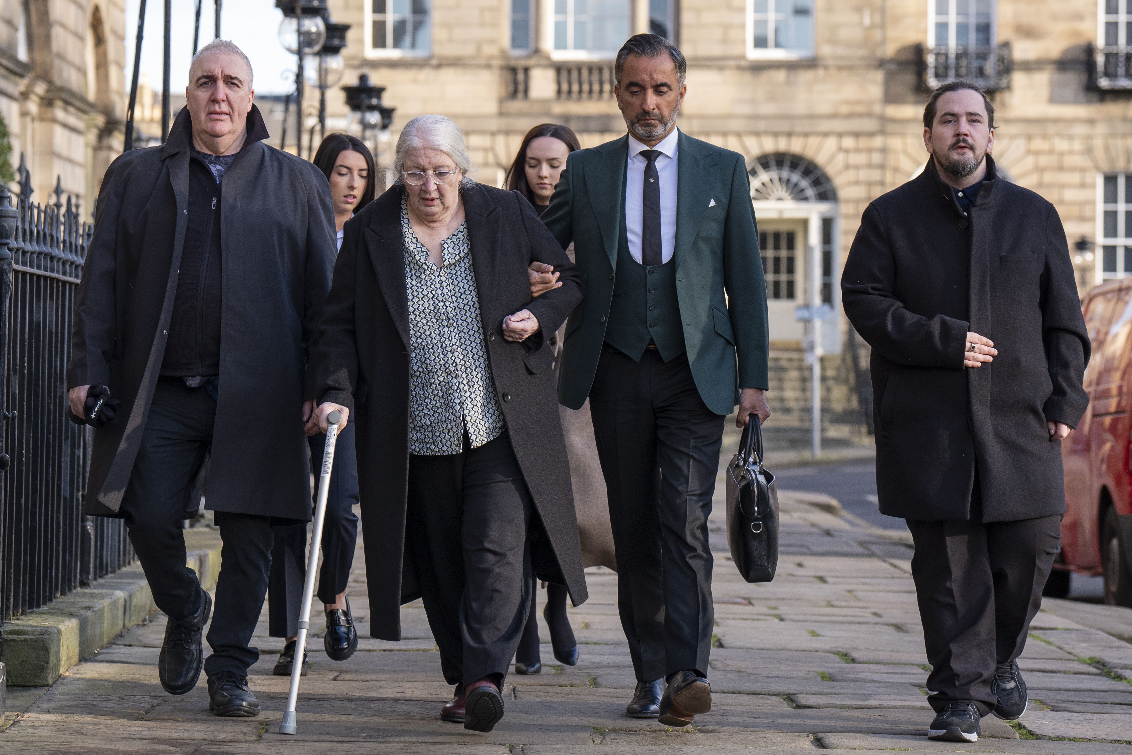 Emma Caldwell’s family with their lawyer, Aamer Anwar, attended Bute House in Edinburgh to meet the First Minister and Justice Secretary (Jane Barlow/PA)