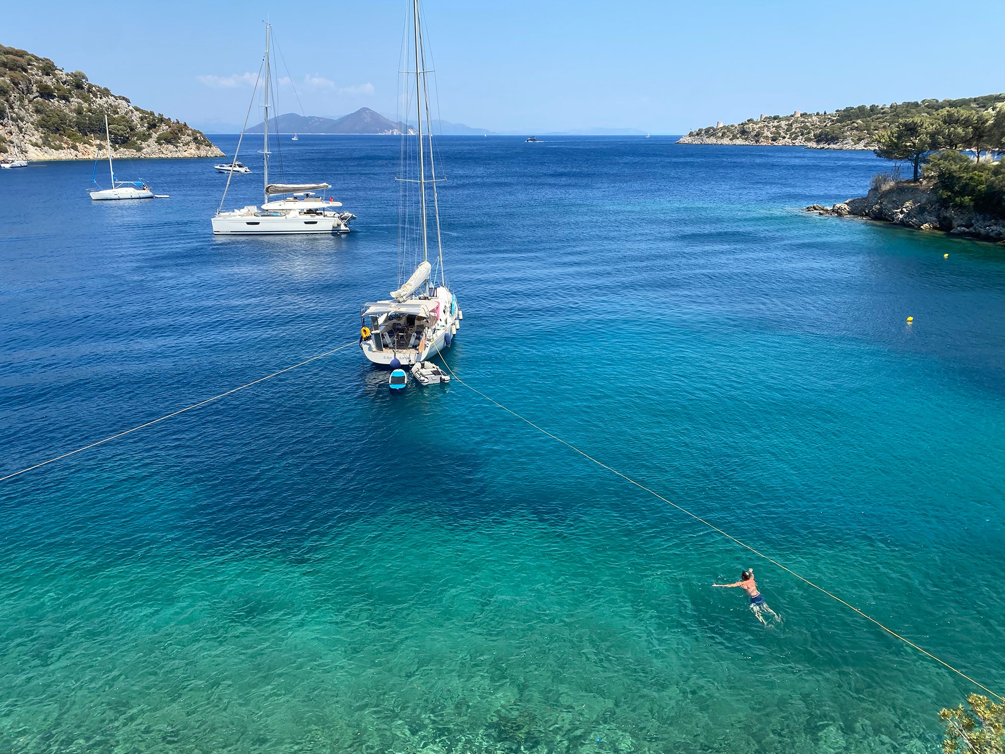 Lazy days were spent swimming in the blue bays