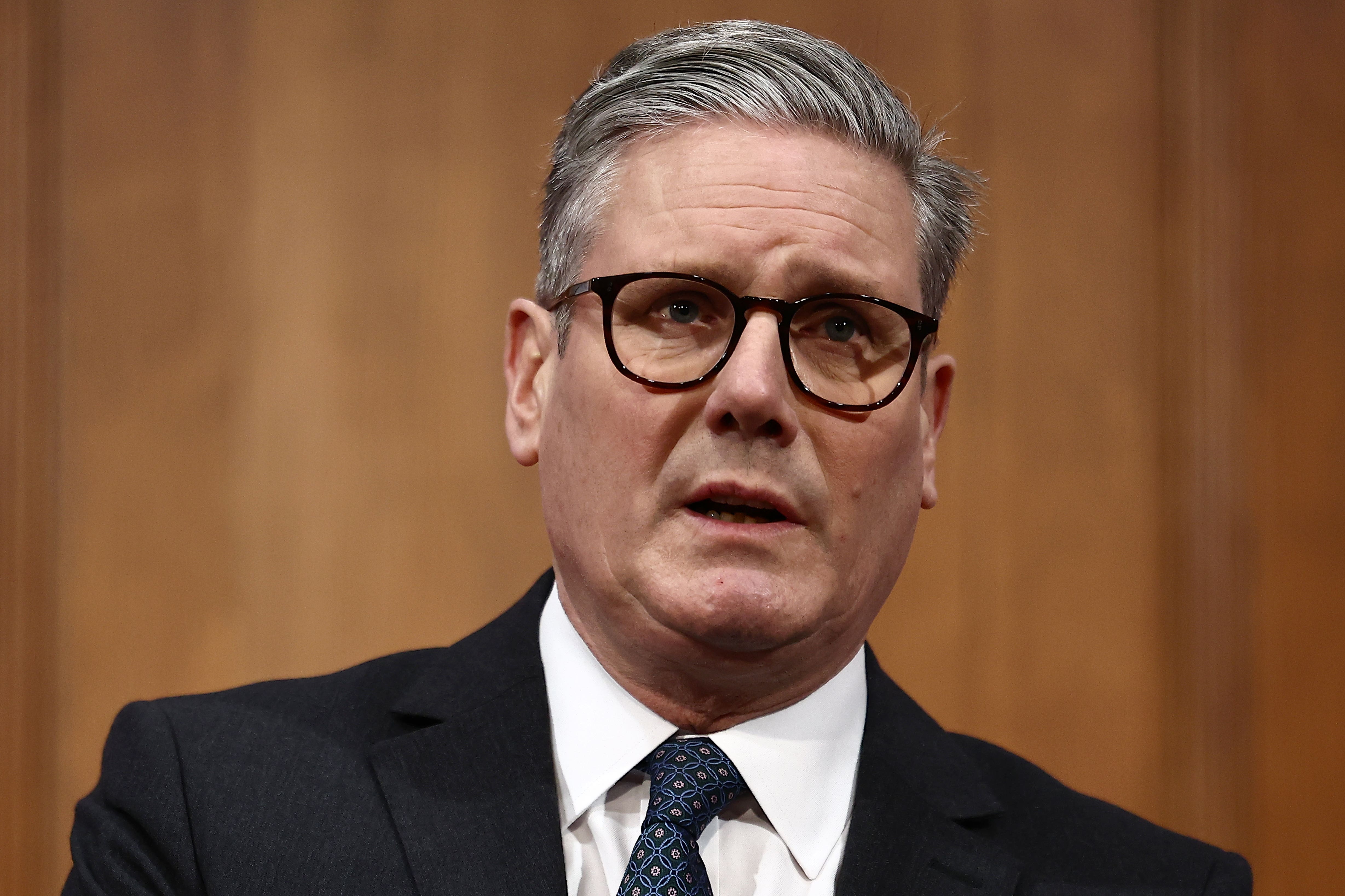 Sir Keir Starmer speaking in Downing Street. The Prime Minister has promised to give judges powers to force criminals to appear in the dock when they are being sentenced. (Henry Nicholls/PA)