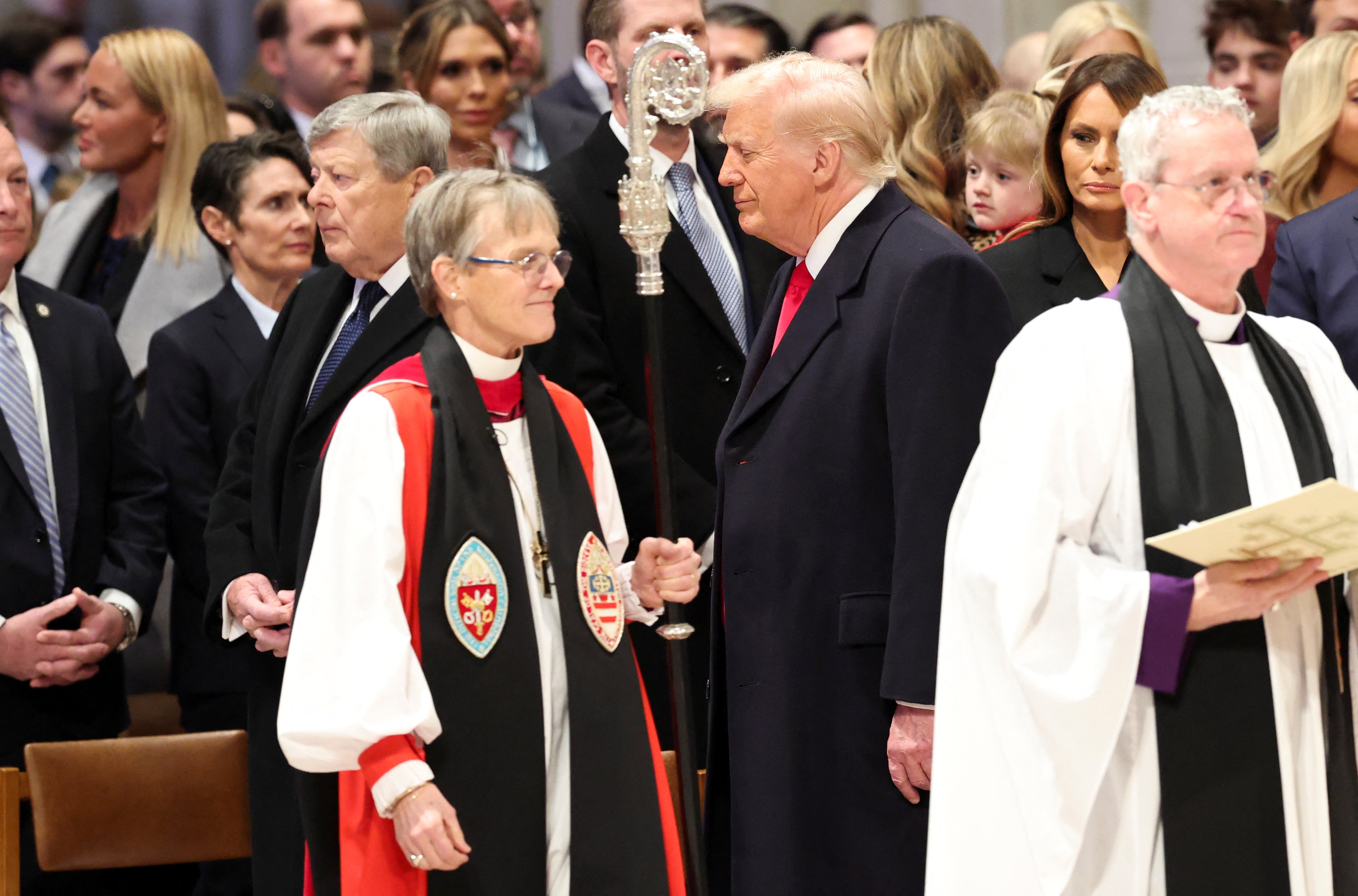 Budde and Trump speak at the National Prayer Service. The president said he did not think the service was good and that ‘they can do much better’