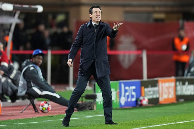 Unai Emery’s side play Celtic next week in their last match (Laurent Cipriani/AP)