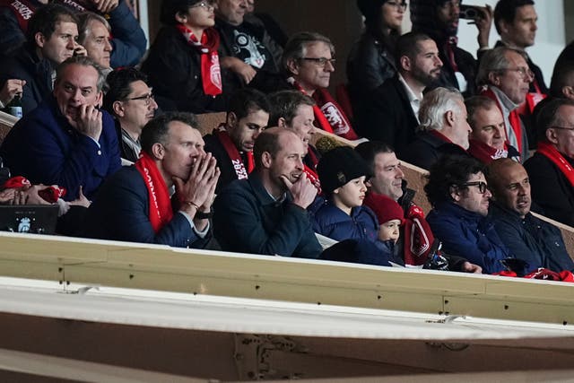 The Prince of Wales, centre, watched on in Monaco (Laurent Cipriani/AP)