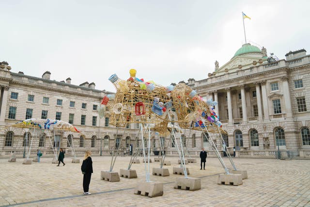 An installation by artist Leeroy New entitled The Arks of Gimokudan at Somerset House, London in 2022 (Ben Queenborough/PA)