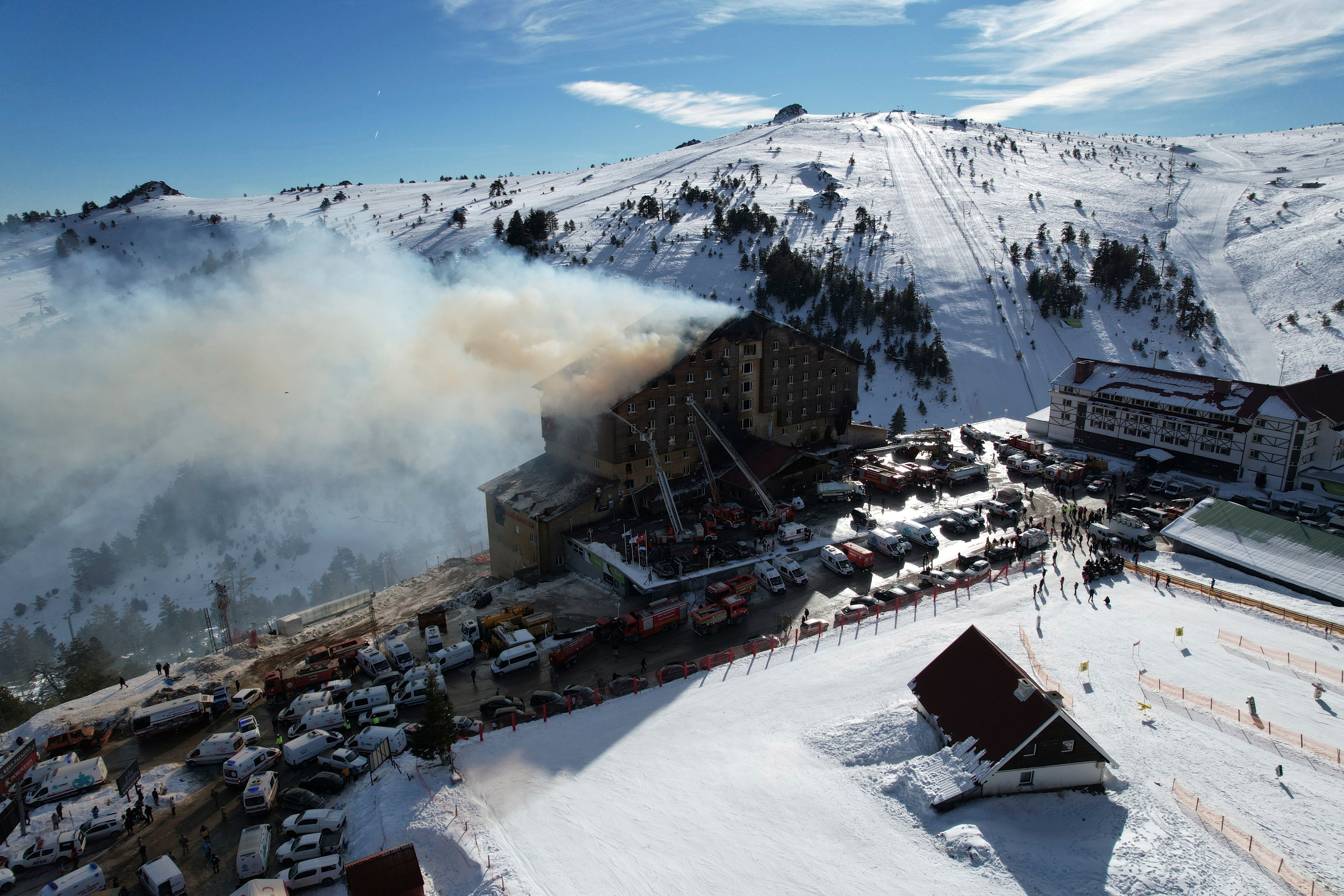 Reports suggest the wooden cladding on the exterior of the hotel may have accelerated the spread of the fire