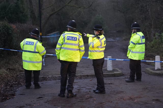 Police officers at the scene near Scribers Lane in the Hall Green area of Birmingham (Jacob King/PA)