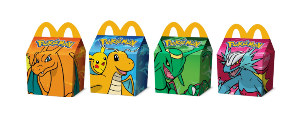 The four Pokémon-inspired Happy Meal boxes at McDonald’s