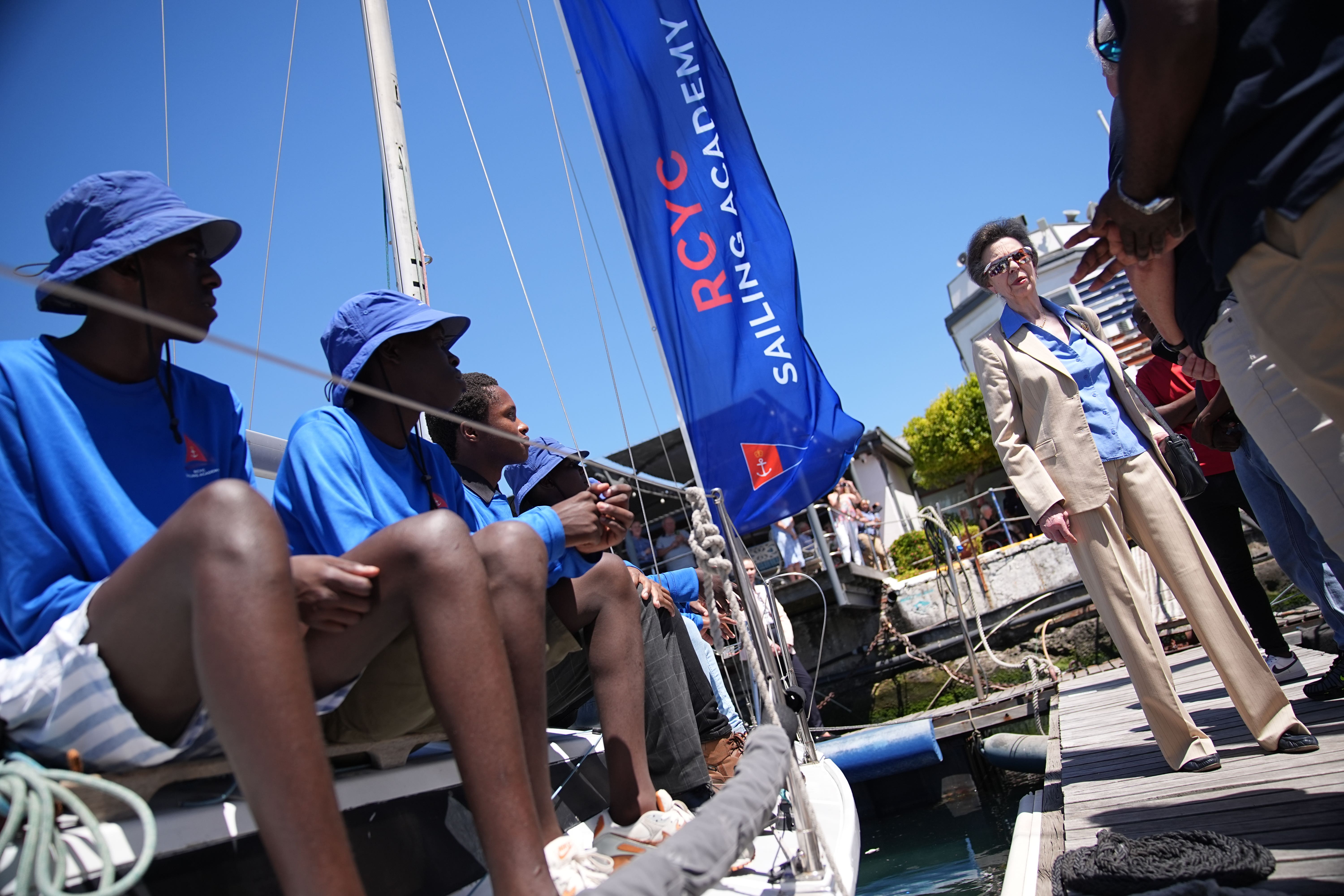 The Princess Royal meets young sailors (Aaron Chow/PA)