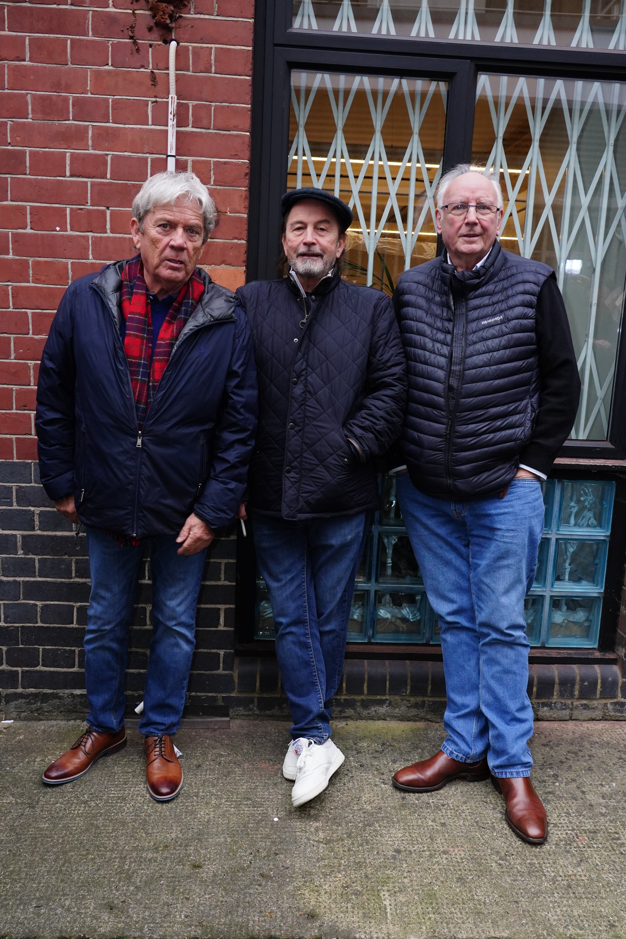 Mike Stock, Matt Aitken and Pete Waterman during the unveiling of a Historic England blue plaque in their honour at Vine Yard Studios in London (Ian West/PA)