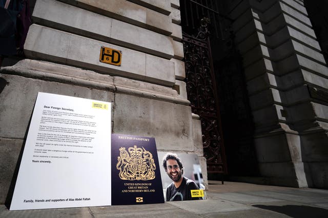 Amnesty International hold a vigil for British-Egyptian writer Alaa Abd el-Fattah (Jordan Pettitt/PA)