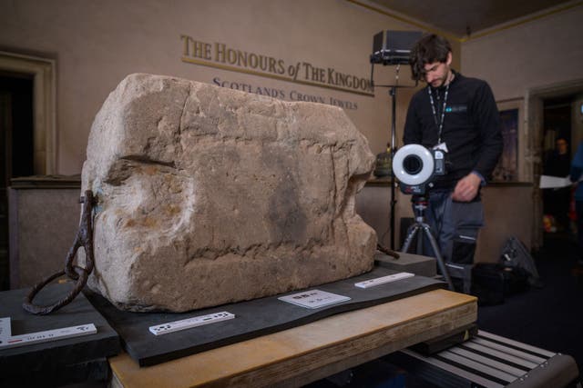 Detailed scans found the Roman numerals XXXV on the Stone of Destiny (Historic Environment Scotland/PA)