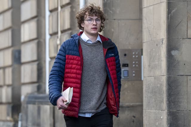 Joe Madden arrives at Edinburgh Sheriff Court to be sentenced after admitting damaging the Stone of Destiny display cabinet at Edinburgh Castle (Jane Barlow/PA)