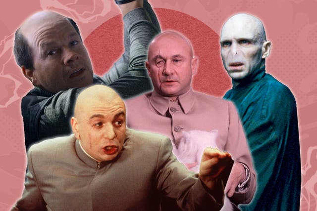 <p>Bald equals evil: Mark Wahlberg in ‘Flight Risk’, Mike Myers in ‘Austin Powers’, Donald Pleasence in ‘You Only Live Twice’, and Ralph Fiennes in the Harry Potter franchise </p>