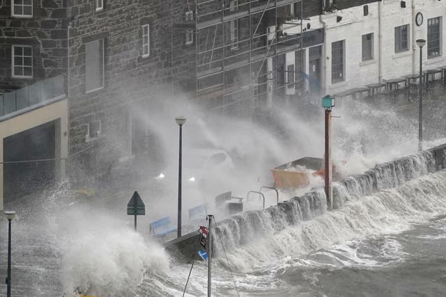 Waves at Stonehaven during a previous red weather warning (Andrew Milligan/PA)