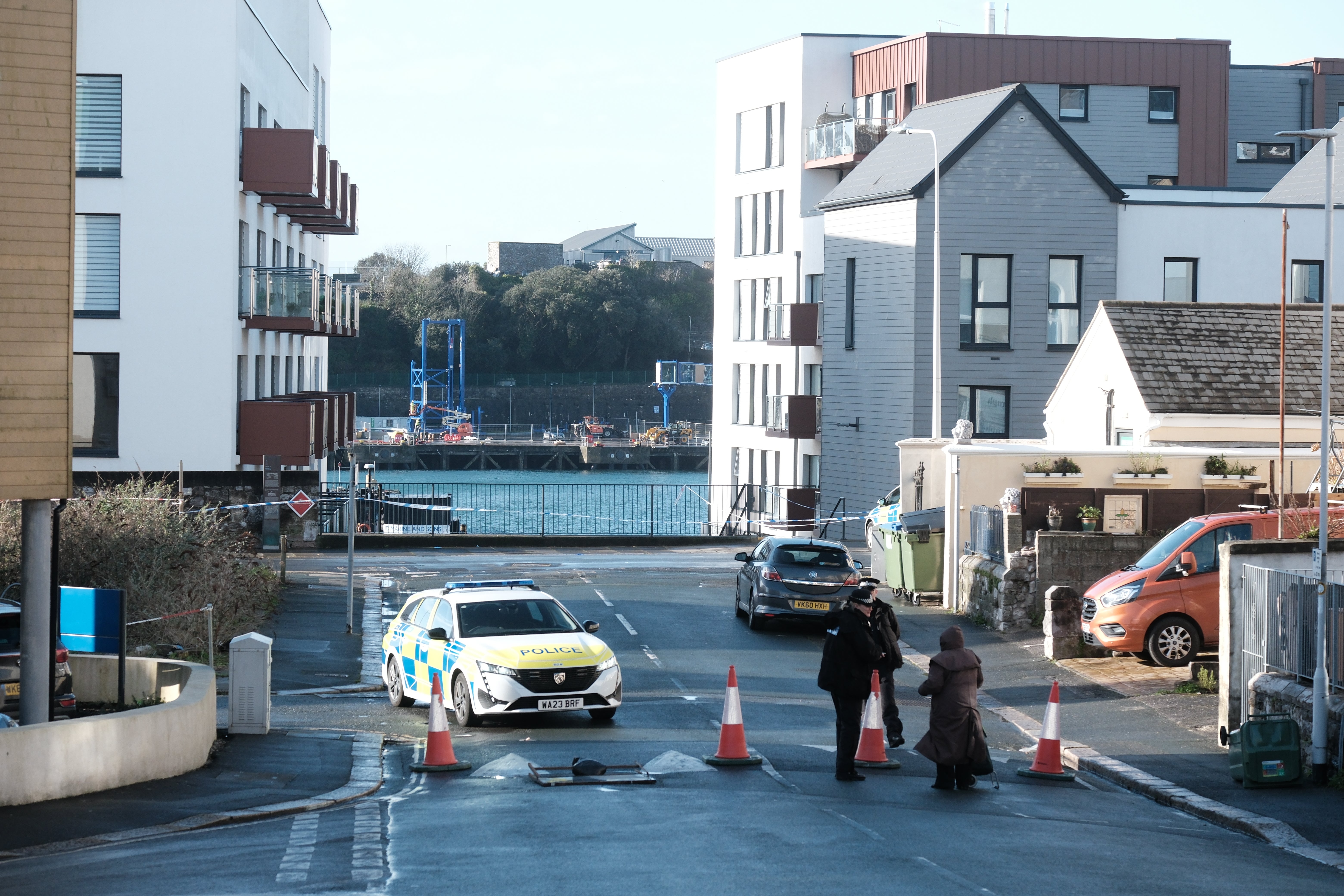 A police cordon was put in place near West Hoe Road in Plymouth