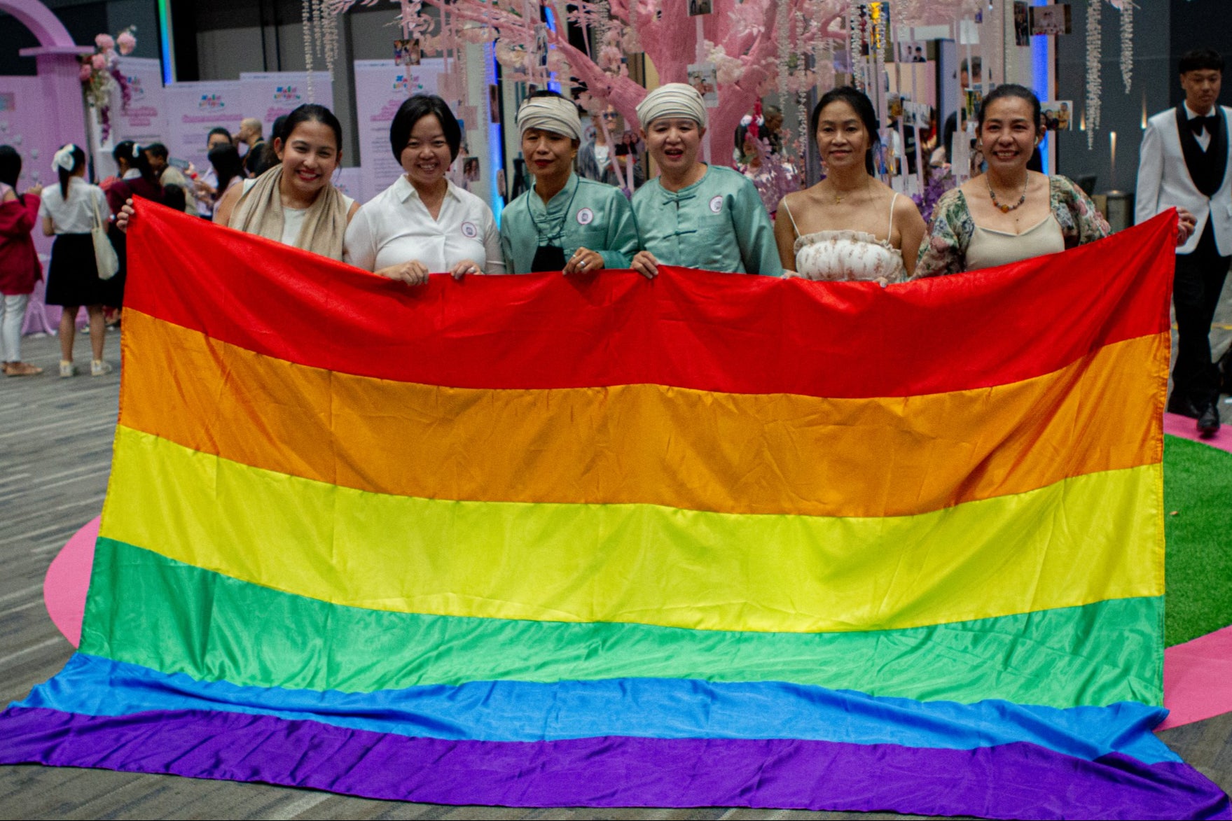 Hundreds of same-sex couples married in Bangkok on Thursday