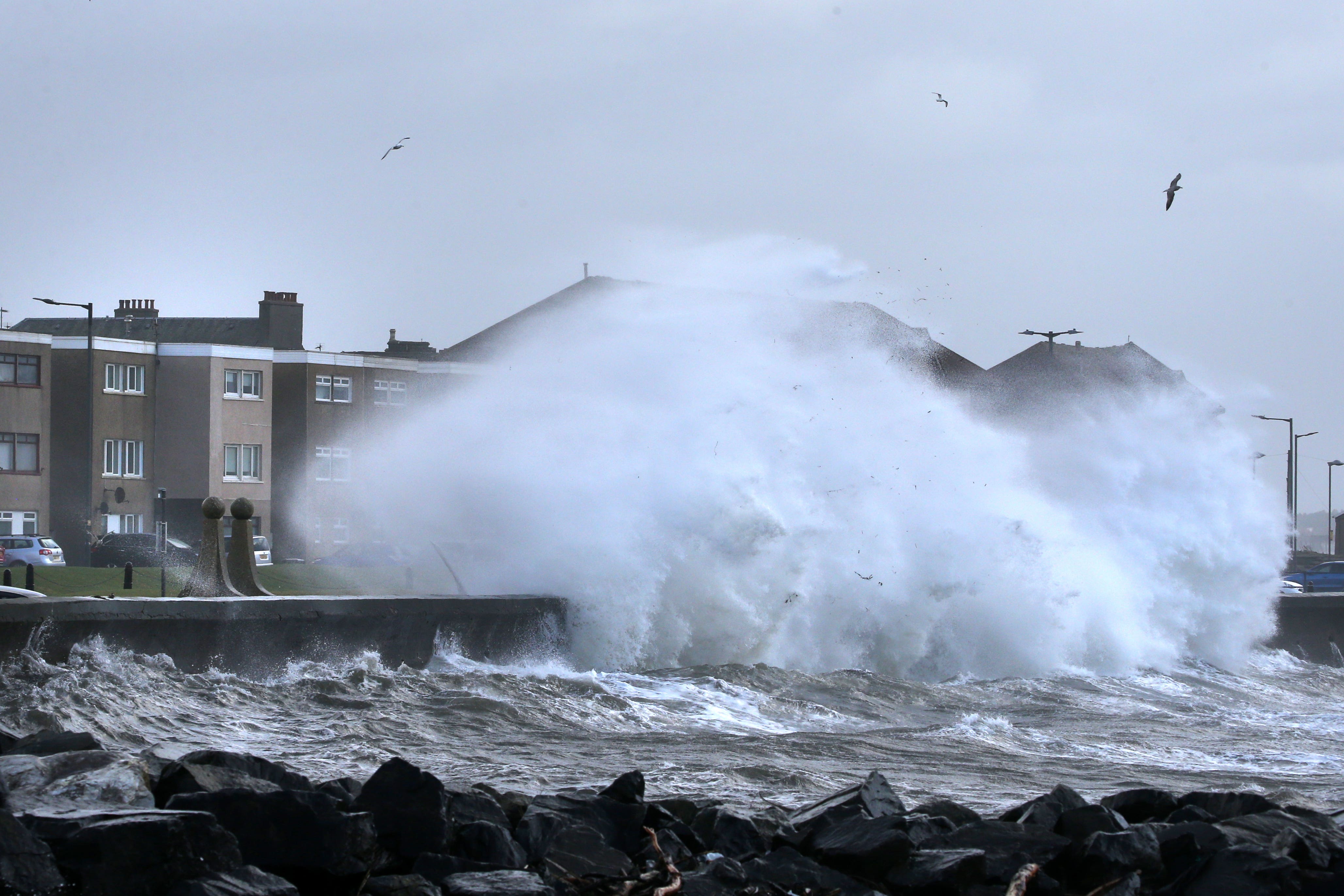 A rare red weather warning has been issued for Ireland and parts of Scotland as Storm Eowyn sweeps in (PA)