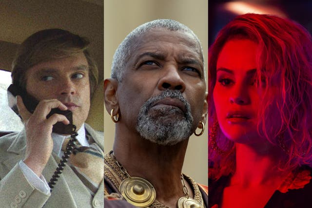 <p>Sebastian Stan in ‘The Apprentice’, Denzel Washington in ‘Gladiator II’, and Selena Gomez in ‘Emilia Perez’</p>