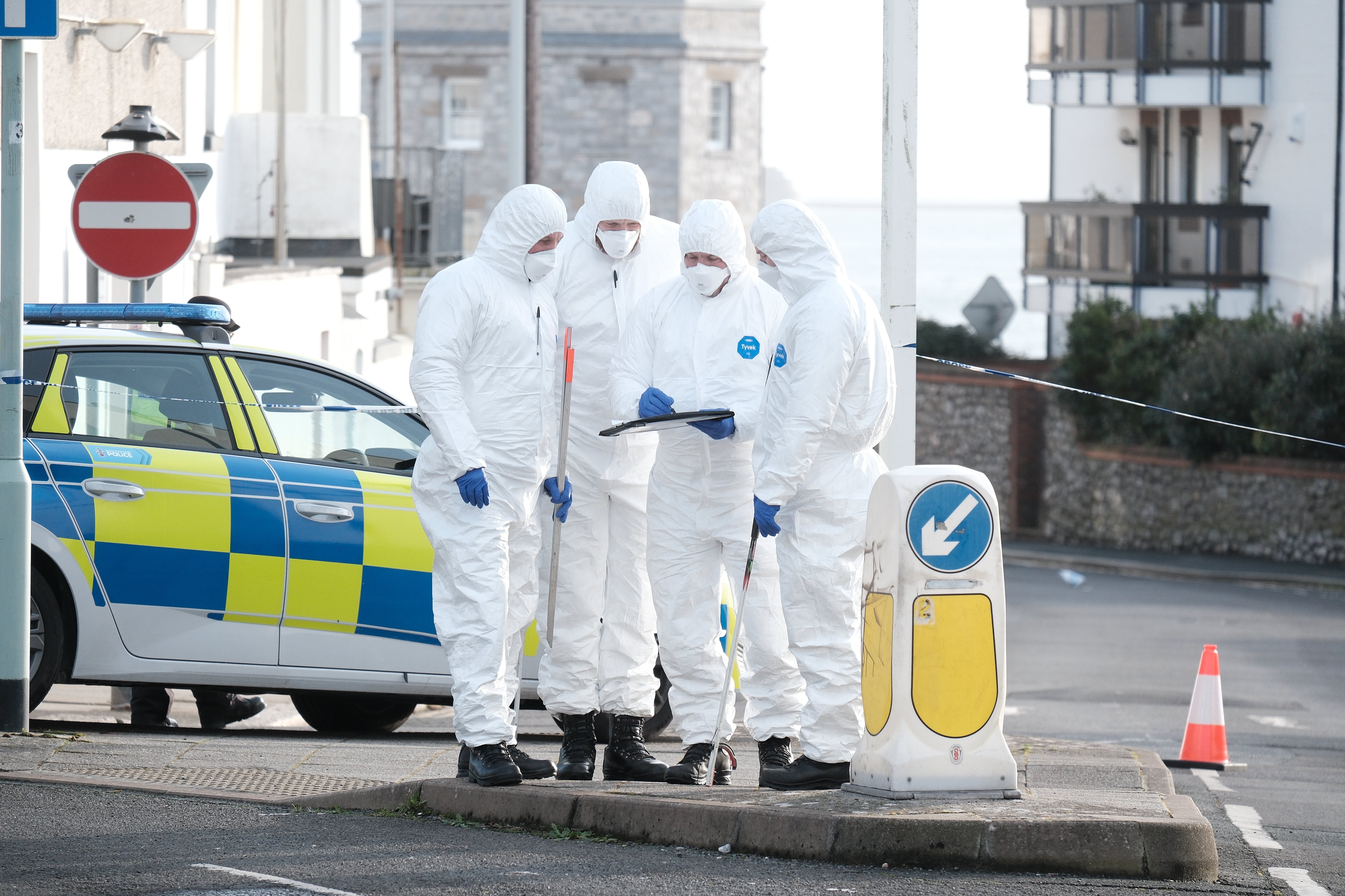 A woman was found seriously injured in the street and later died in Plymouth on Wednesday