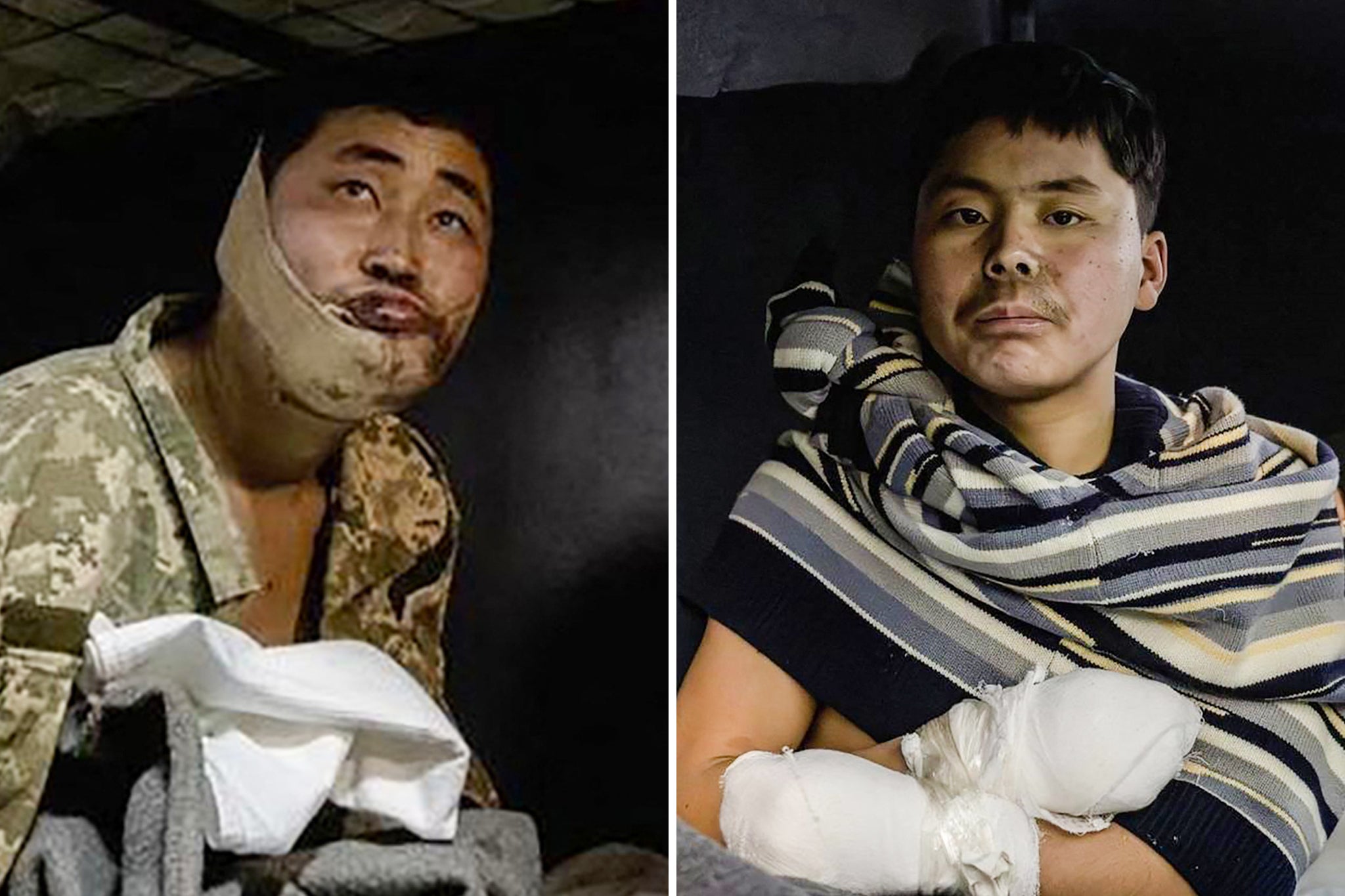 Alleged North Koreans soldiers captured by Ukrainian forces at an undisclosed location