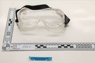 Safety goggles found in his possession