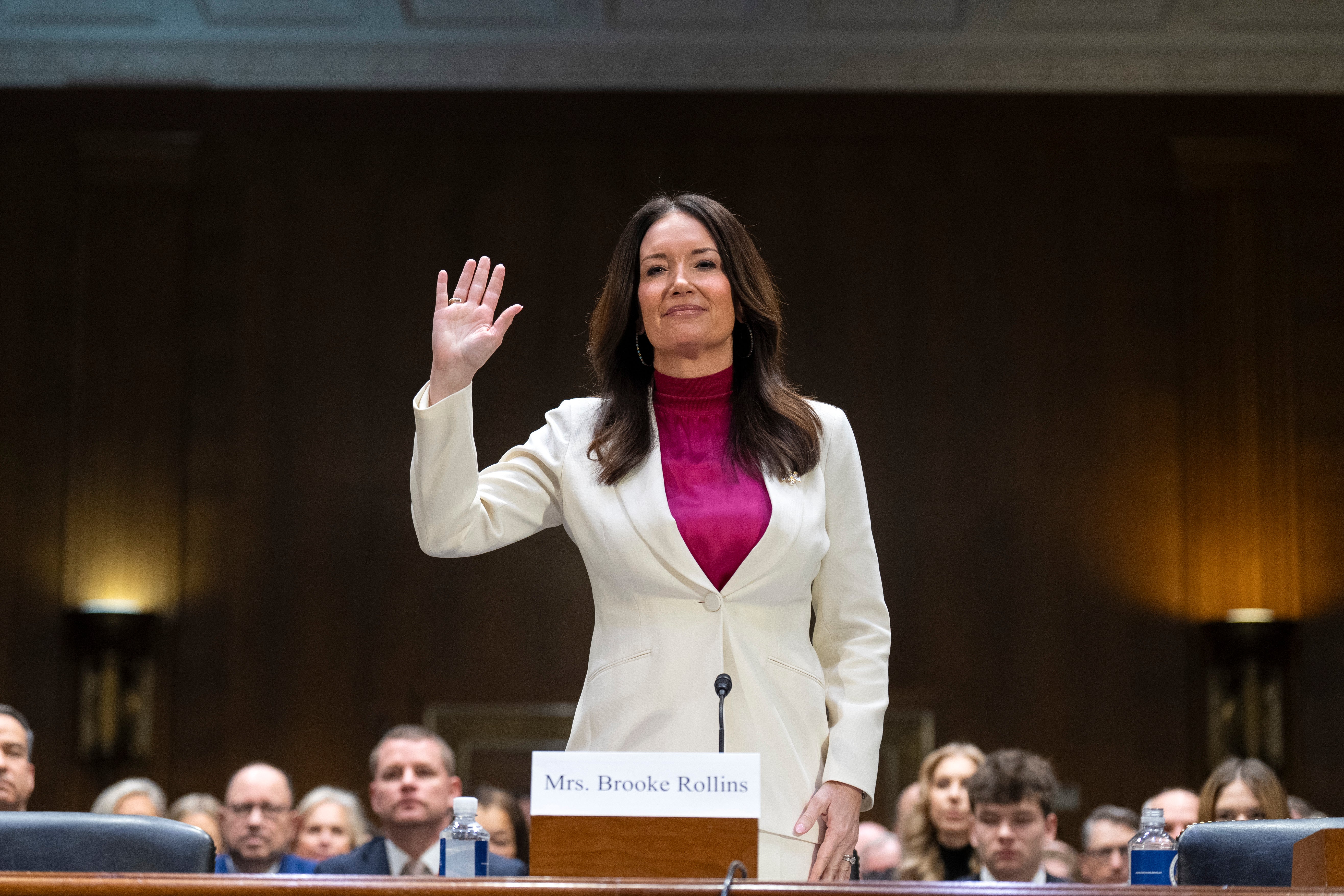 Brooke Rollins at her Senate confirmation hearing the become Donald Trump’s secretary of agriculture