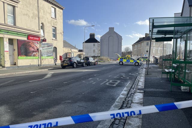 A police cordon near West Hoe Road in Plymouth, Devon, where the manhunt had been under way (Rod Minchin/PA)