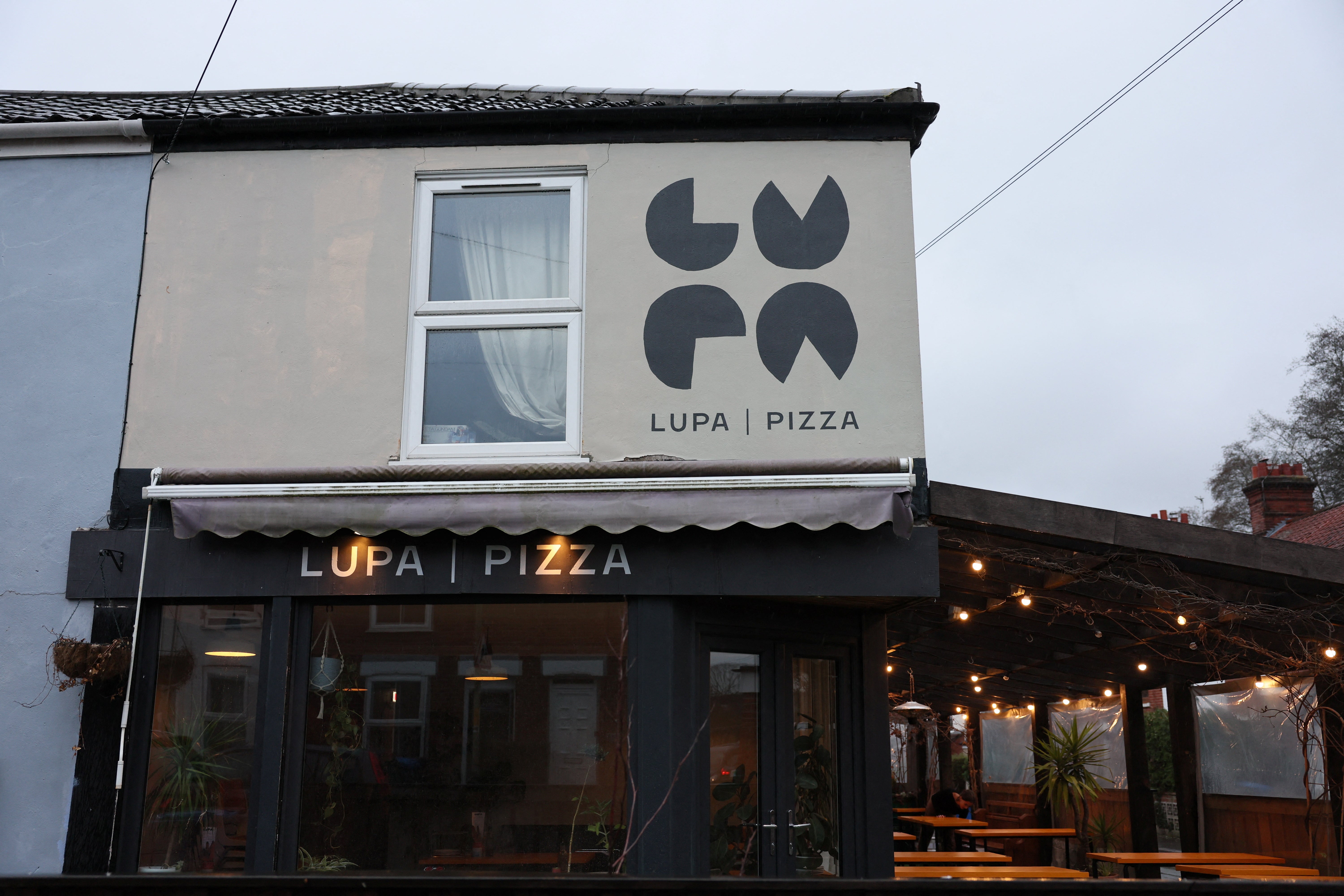 The exterior of Lupa's Pizza restaurant in Norwich