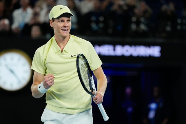 Jannik Sinner celebrates after defeating Ben Shelton (Ng Han Guan/AP)